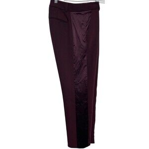 Victorias Secret Dress Pants Women Size 8 Burgundy Satin Tuxedo Stripe Ankle